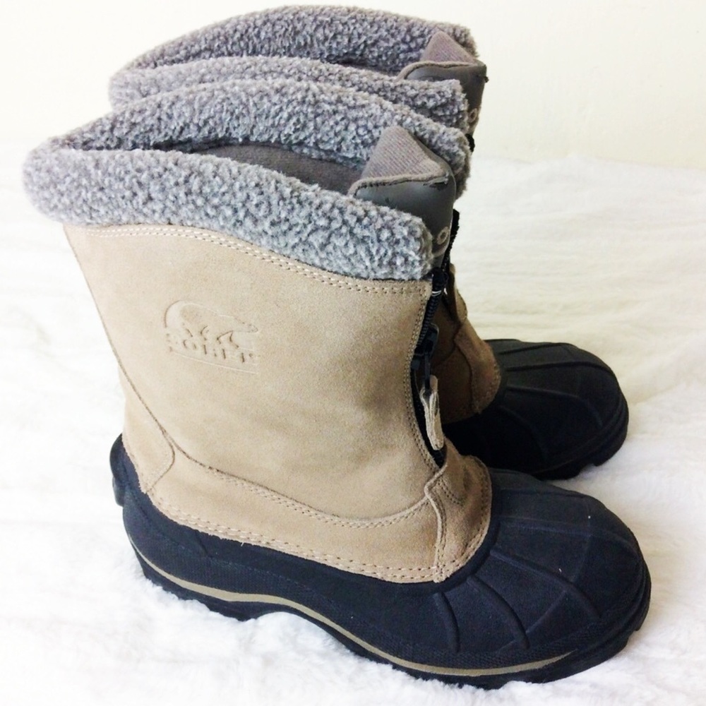 Sorel Ellesmere II Front Zip Suede Tan Snow Boots